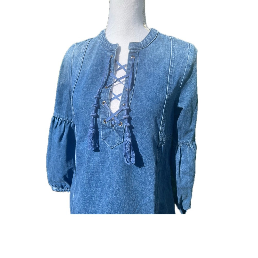 Ulla Johnson Denim Deren Tie Dress Size 0 100% Cotton - Picture 5 of 11